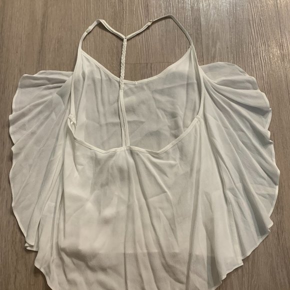 New With Tags Foreign Exchange White Flowy Tank Top With Tied Back - Picture 3 of 3